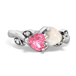 Lab Pink Sapphire Floral Elegance 14K White Gold ring R5790