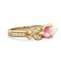 Lab Pink Sapphire Diamond Butterflies 14K Yellow Gold ring R5601