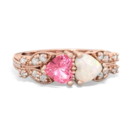 Lab Pink Sapphire Diamond Butterflies 14K Rose Gold ring R5601