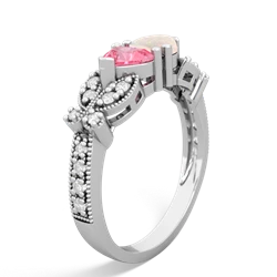 Lab Pink Sapphire Diamond Butterflies 14K White Gold ring R5601