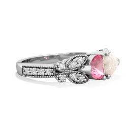 Lab Pink Sapphire Diamond Butterflies 14K White Gold ring R5601