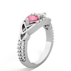 Lab Pink Sapphire Sparkling Celtic Knot 14K White Gold ring R2645