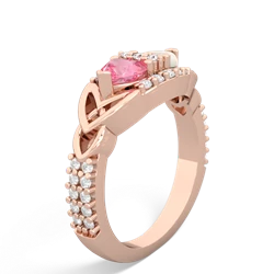 Lab Pink Sapphire Sparkling Celtic Knot 14K Rose Gold ring R2645