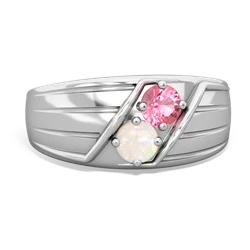 Lab Pink Sapphire Men's Streamline 14K White Gold ring R0460