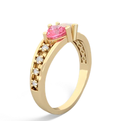 Lab Pink Sapphire Heart To Heart 14K Yellow Gold ring R3342