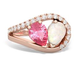 Lab Pink Sapphire Nestled Heart Keepsake 14K Rose Gold ring R5650