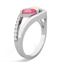 Lab Pink Sapphire Nestled Heart Keepsake 14K White Gold ring R5650