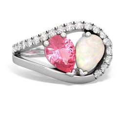 Lab Pink Sapphire Nestled Heart Keepsake 14K White Gold ring R5650