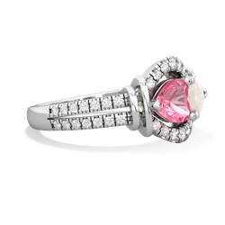 Lab Pink Sapphire Art-Deco Keepsake 14K White Gold ring R5630