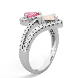 Lab Pink Sapphire Diamond Dazzler 14K White Gold ring R3000