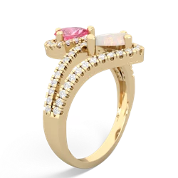 Lab Pink Sapphire Diamond Dazzler 14K Yellow Gold ring R3000