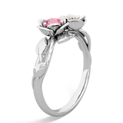 Lab Pink Sapphire Rose Garden 14K White Gold ring R5510