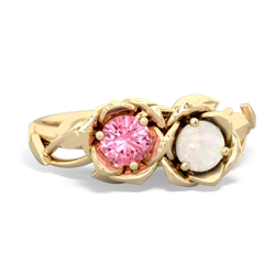 Lab Pink Sapphire Rose Garden 14K Yellow Gold ring R5510