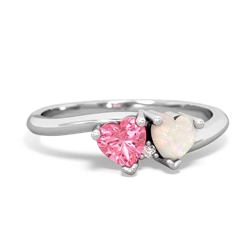 Lab Pink Sapphire Sweethearts 14K White Gold ring R5260