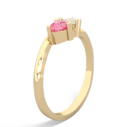 Lab Pink Sapphire Sweethearts 14K Yellow Gold ring R5260