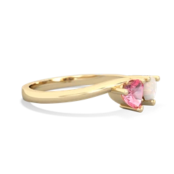 Lab Pink Sapphire Sweethearts 14K Yellow Gold ring R5260