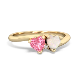 Lab Pink Sapphire Sweethearts 14K Yellow Gold ring R5260