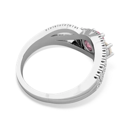 Lab Pink Sapphire Three Stone Aurora 14K White Gold ring R3080