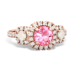 Lab Pink Sapphire Regal Halo 14K Rose Gold ring R5350