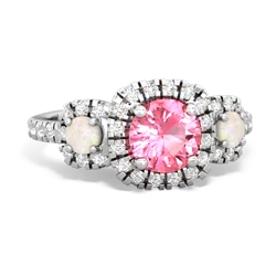 Lab Pink Sapphire Regal Halo 14K White Gold ring R5350