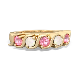 Lab Pink Sapphire Anniversary Band 14K Yellow Gold ring R2089