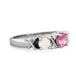 Lab Pink Sapphire Hugs And Kisses 14K White Gold ring R5016