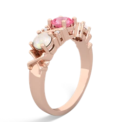 Lab Pink Sapphire Hugs And Kisses 14K Rose Gold ring R5016