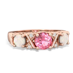 Lab Pink Sapphire Hugs And Kisses 14K Rose Gold ring R5016