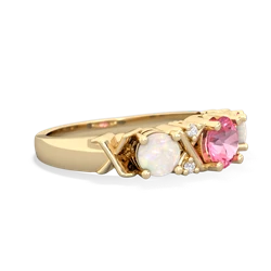 Lab Pink Sapphire Hugs And Kisses 14K Yellow Gold ring R5016