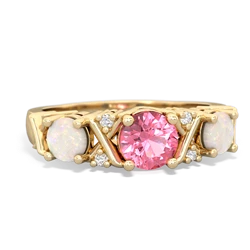 Lab Pink Sapphire Hugs And Kisses 14K Yellow Gold ring R5016