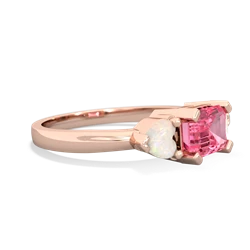 Lab Pink Sapphire Three Stone 14K Rose Gold ring R5235