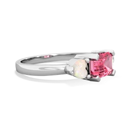 Lab Pink Sapphire Three Stone 14K White Gold ring R5235