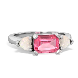 Lab Pink Sapphire Three Stone 14K White Gold ring R5235