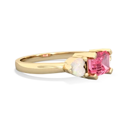 Lab Pink Sapphire Three Stone 14K Yellow Gold ring R5235