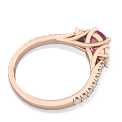 Lab Pink Sapphire Pave Trellis 14K Rose Gold ring R5500