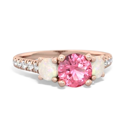 Lab Pink Sapphire Pave Trellis 14K Rose Gold ring R5500