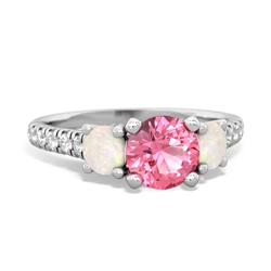 Lab Pink Sapphire Pave Trellis 14K White Gold ring R5500