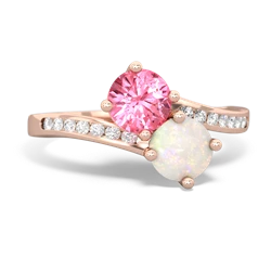 Lab Pink Sapphire Channel Set Two Stone 14K Rose Gold ring R5303