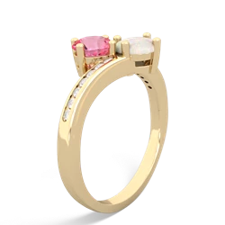 Lab Pink Sapphire Channel Set Two Stone 14K Yellow Gold ring R5303