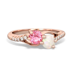 Lab Pink Sapphire Infinity Pave Two Stone 14K Rose Gold ring R5285