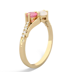 Lab Pink Sapphire Infinity Pave Two Stone 14K Yellow Gold ring R5285