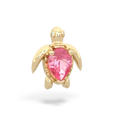 Lab Pink Sapphire Baby Sea Turtle 14K Yellow Gold pendant P5241