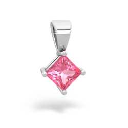 Lab Pink Sapphire 5Mm Princess Solitaire 14K White Gold pendant P1789