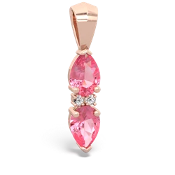 Lab Pink Sapphire Bowtie Drop 14K Rose Gold pendant P0865