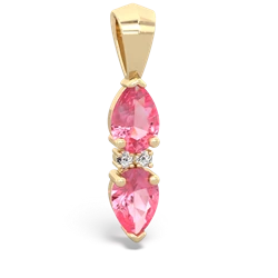 Lab Pink Sapphire Bowtie Drop 14K Yellow Gold pendant P0865