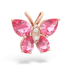 Lab Pink Sapphire Butterfly 14K Rose Gold pendant P2215