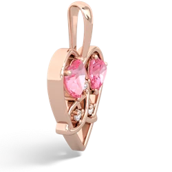 Lab Pink Sapphire Celtic Trinity Heart 14K Rose Gold pendant P5331