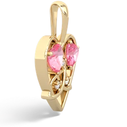 Lab Pink Sapphire Celtic Trinity Heart 14K Yellow Gold pendant P5331