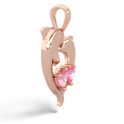 Lab Pink Sapphire Dolphin Heart 14K Rose Gold pendant P5820