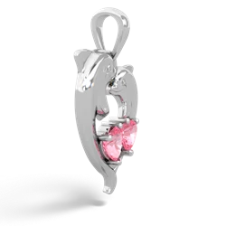 Lab Pink Sapphire Dolphin Heart 14K White Gold pendant P5820